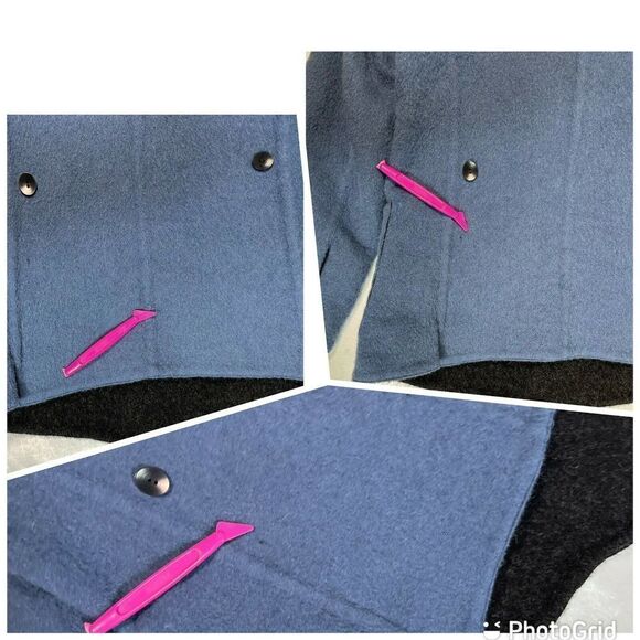 J. Jill Alpaca Wool Jacket Small Petite Blue Gray Reversible Double Breasted - Picture 8 of 12